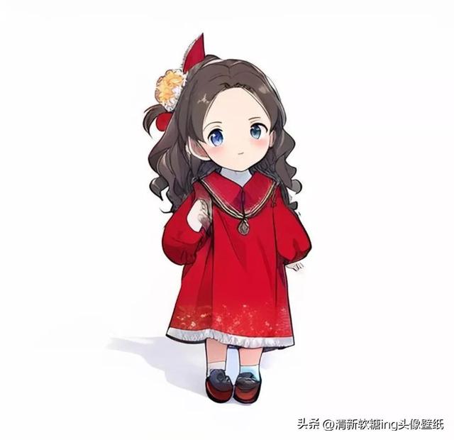 Q版女生，红衣服小女孩，甜萌头像