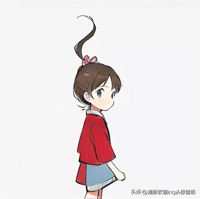 Q版女生，红衣服小女孩，甜萌头像