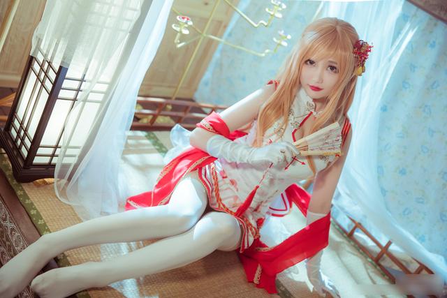 国人长相甜美的妹子COS旗袍装亚丝娜！质量很高的唯美COSPLAY作品