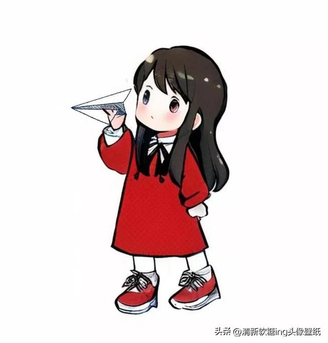 Q版女生，红衣服小女孩，甜萌头像