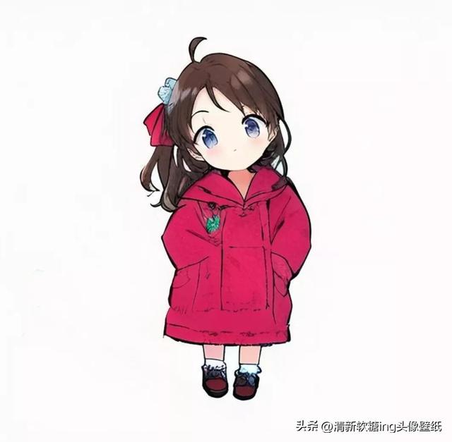 Q版女生，红衣服小女孩，甜萌头像