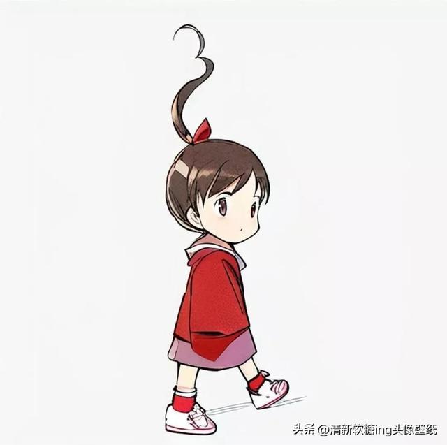 Q版女生，红衣服小女孩，甜萌头像