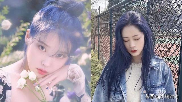 IU、周子瑜都染了海军蓝发色！可漂可不漂，染完超仙超显白