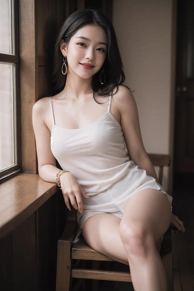 清新小美女，吊带装唯美写真