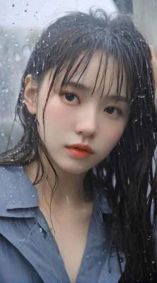 下雨中美女(气质美女 纯美女 清纯少女 下雨也是一种美)