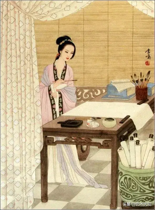 温婉秀美的古代仕女工笔画