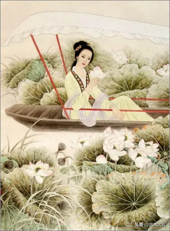 温婉秀美的古代仕女工笔画