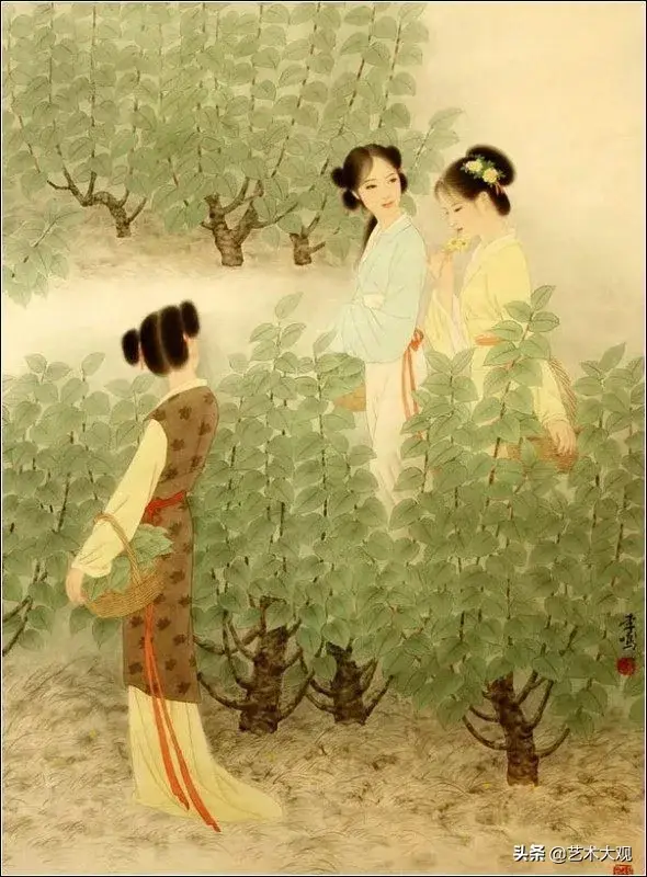 温婉秀美的古代仕女工笔画