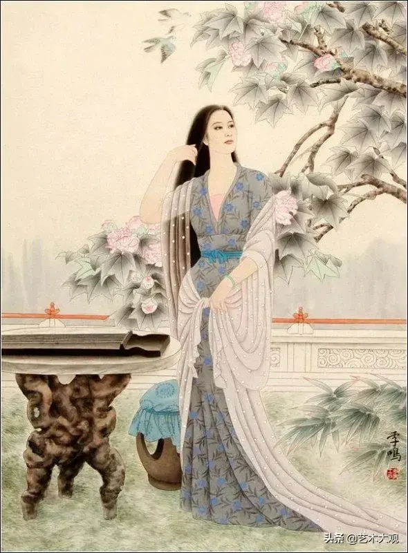 温婉秀美的古代仕女工笔画