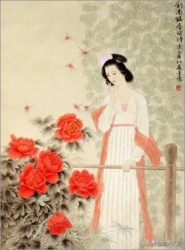 温婉秀美的古代仕女工笔画