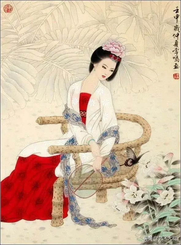 温婉秀美的古代仕女工笔画