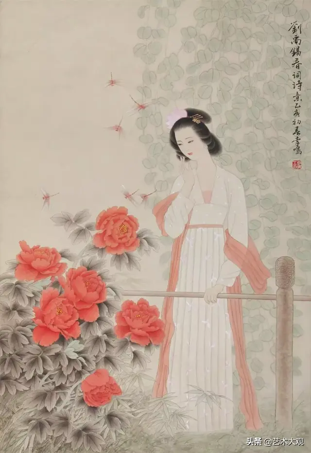 温婉秀美的古代仕女工笔画