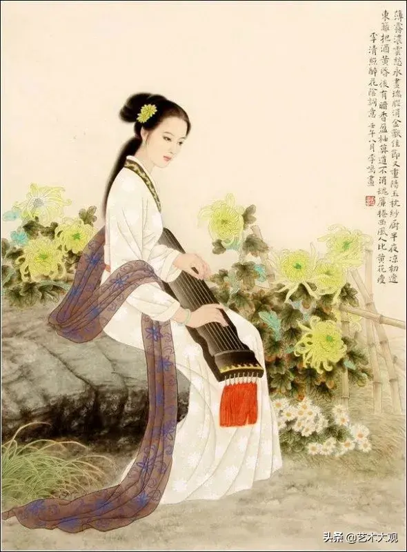 温婉秀美的古代仕女工笔画