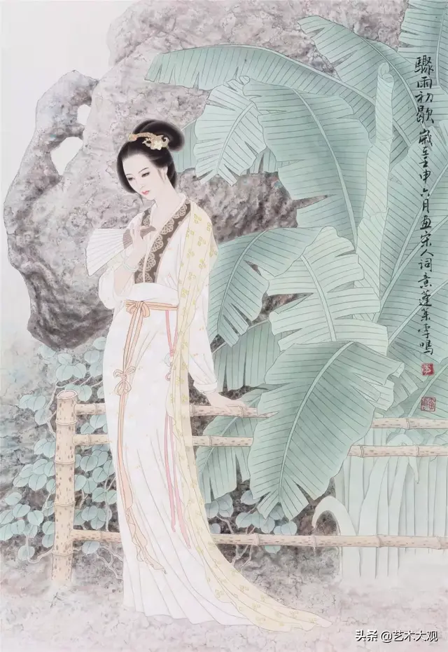 温婉秀美的古代仕女工笔画