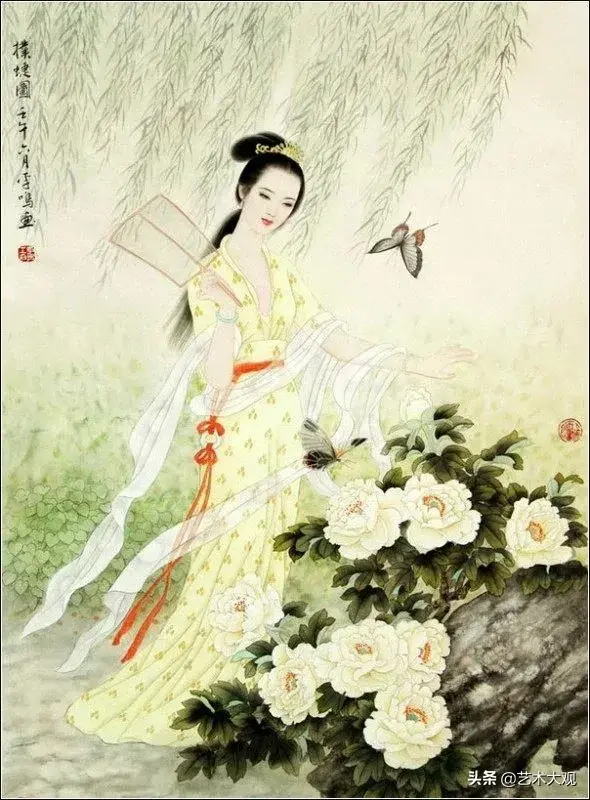 温婉秀美的古代仕女工笔画