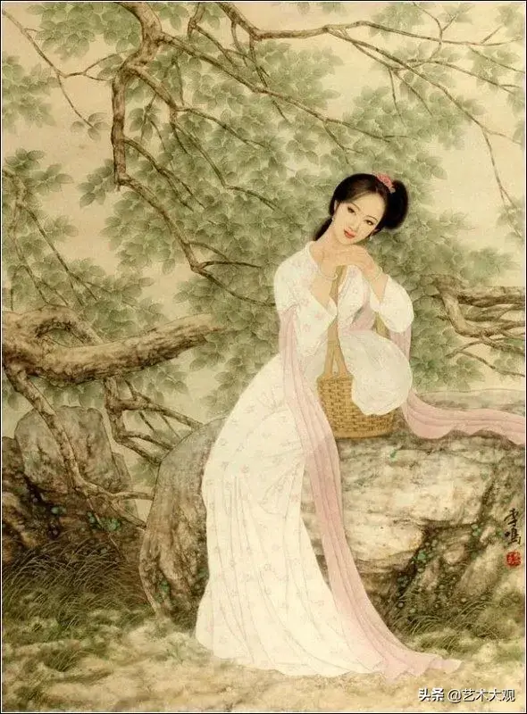 温婉秀美的古代仕女工笔画