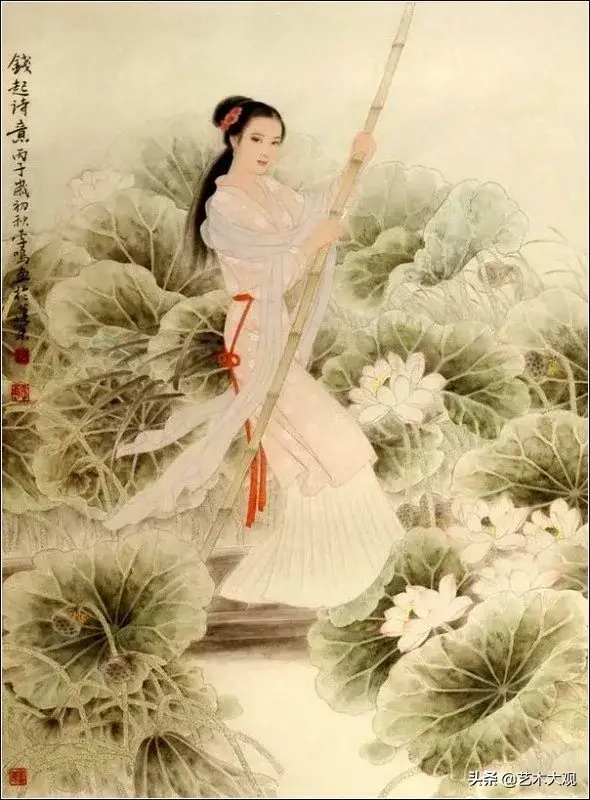 温婉秀美的古代仕女工笔画