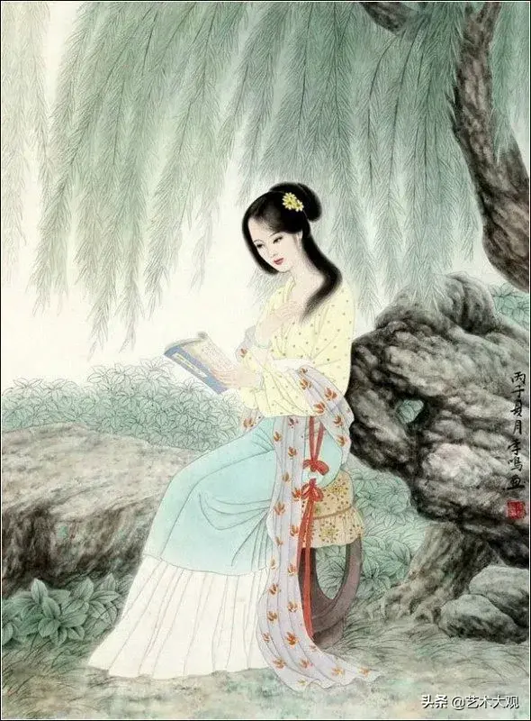 温婉秀美的古代仕女工笔画