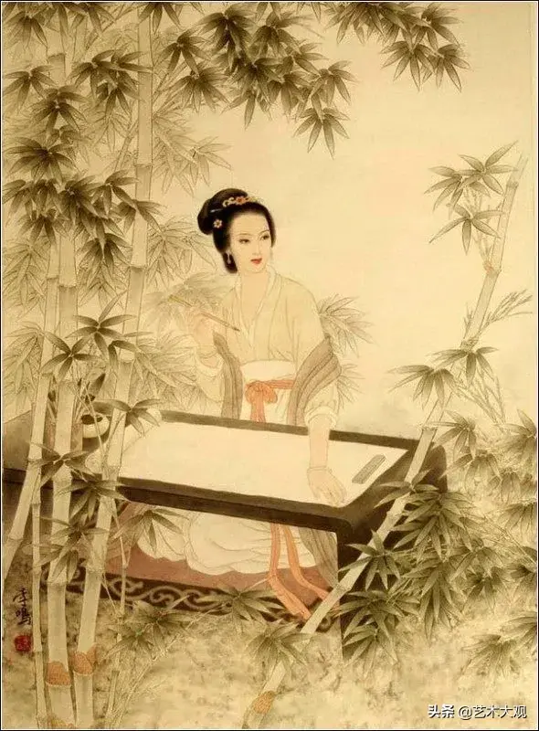 温婉秀美的古代仕女工笔画