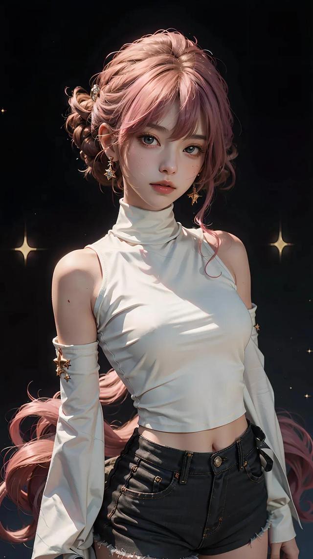 AI绘画 粉发少女