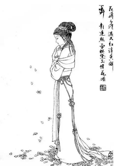 「黑白线稿」古风美人白描线稿素材（附人物五官画法）