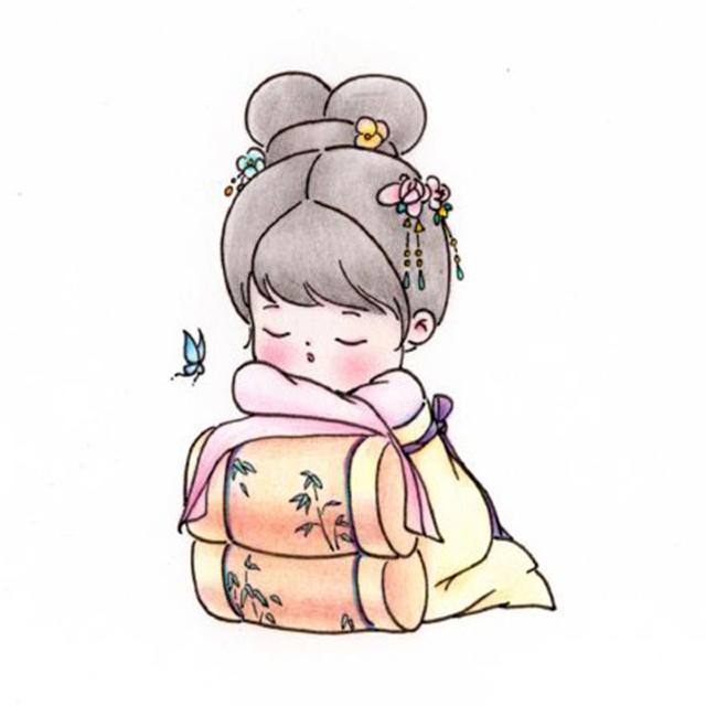 可爱的古风少女怎么画，彩铅古装女孩绘画教程