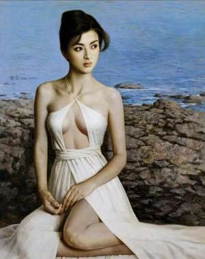 画落水美女(日本80后画一幅落水美女，远看太庸俗，近看却震撼人心)