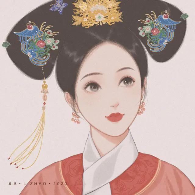 清新唯美国风古装俊秀女生头像插画